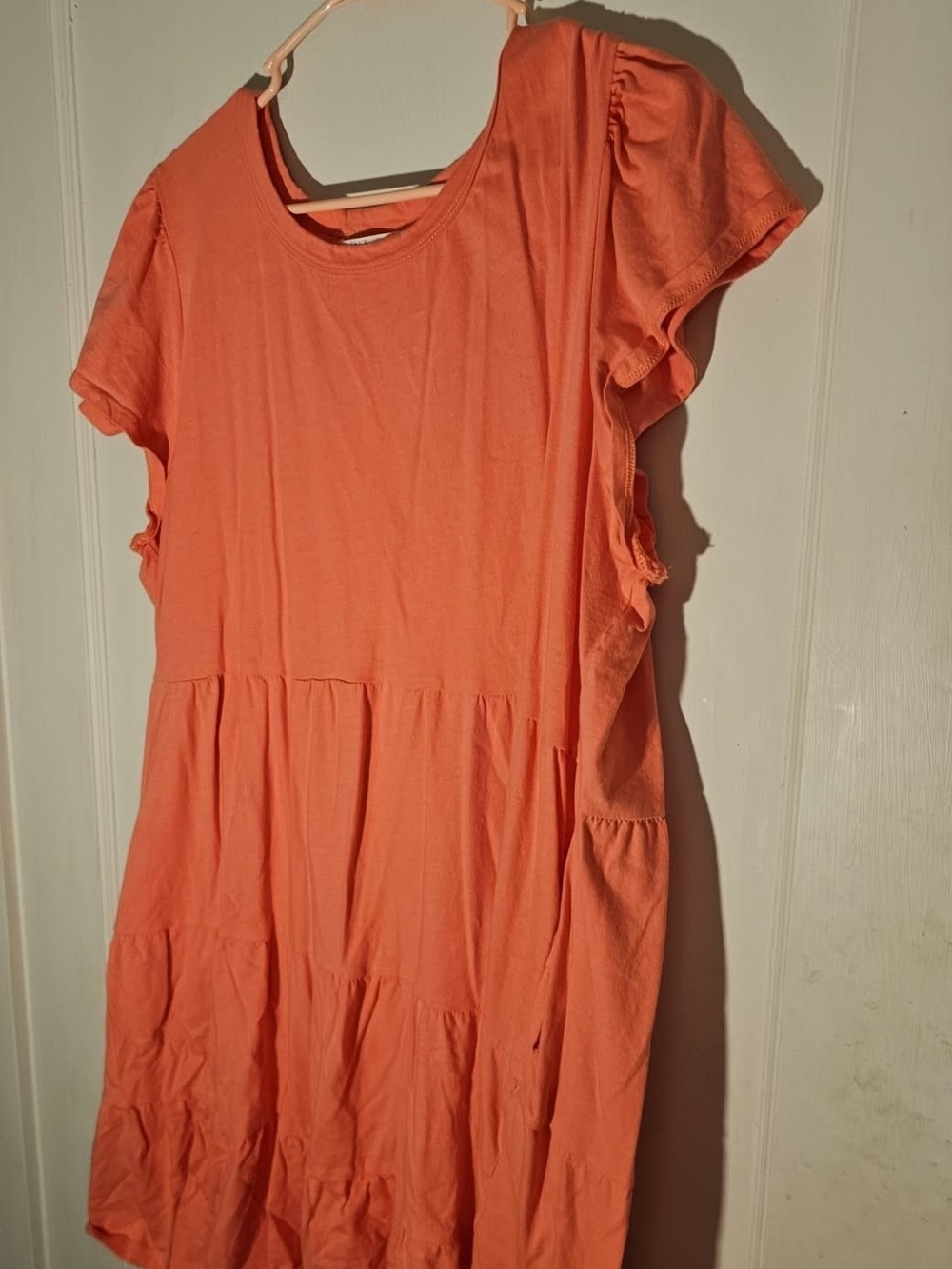 Tiered Ruffle Sleeve Dress - Coral